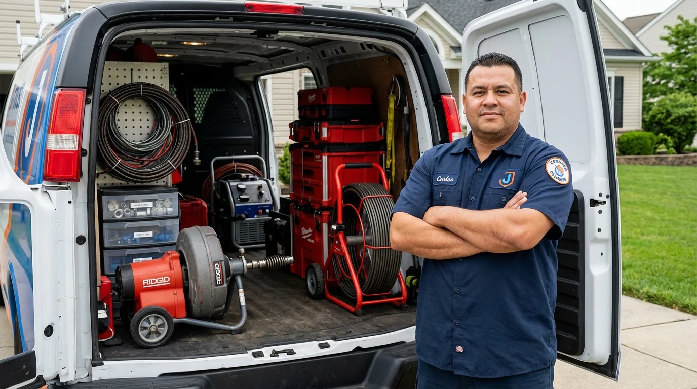 Professional drain cleaning equipment and Johns Plumbing LLC plumber in Loomis