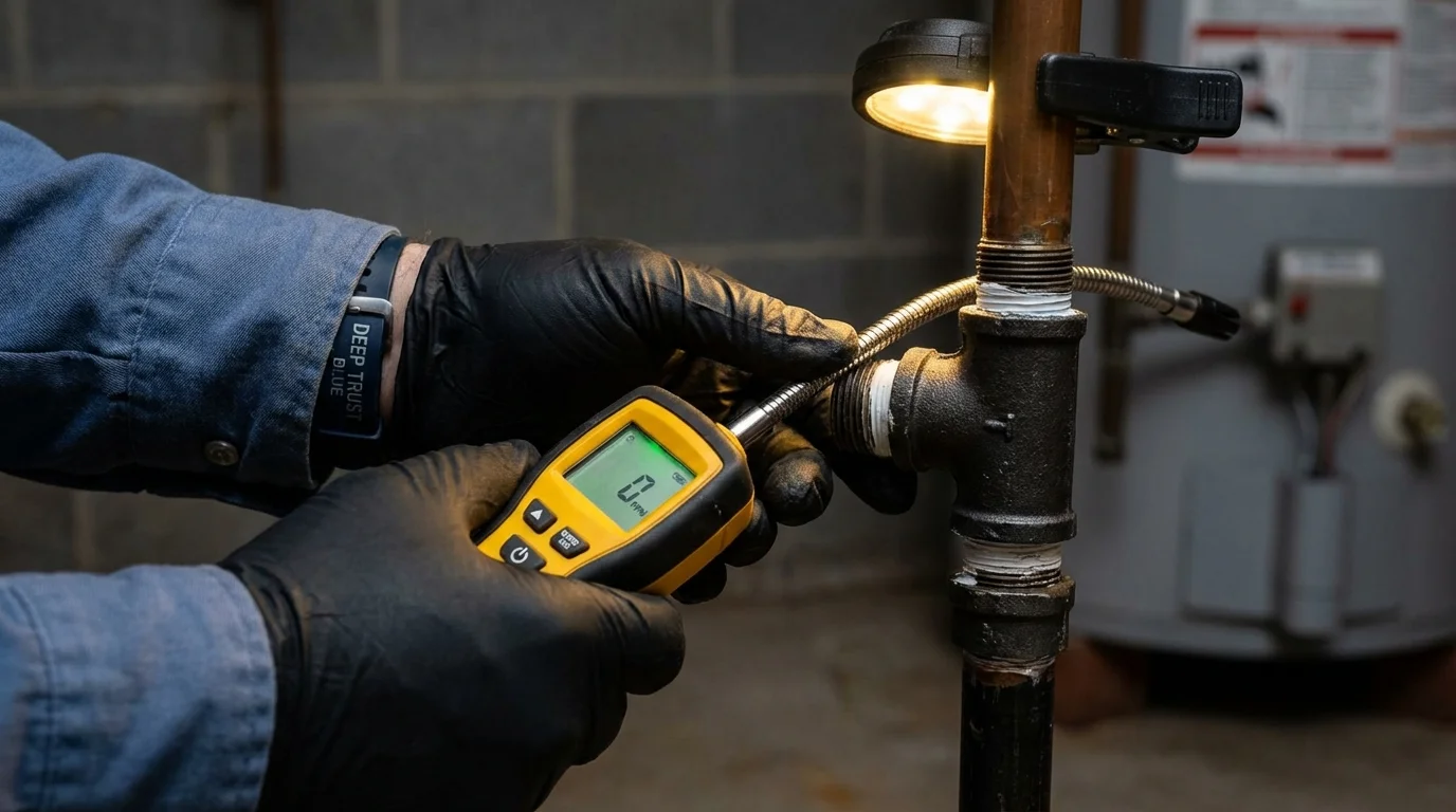 Gas leak detection with electronic sniffer by Johns Plumbing LLC in Loomis